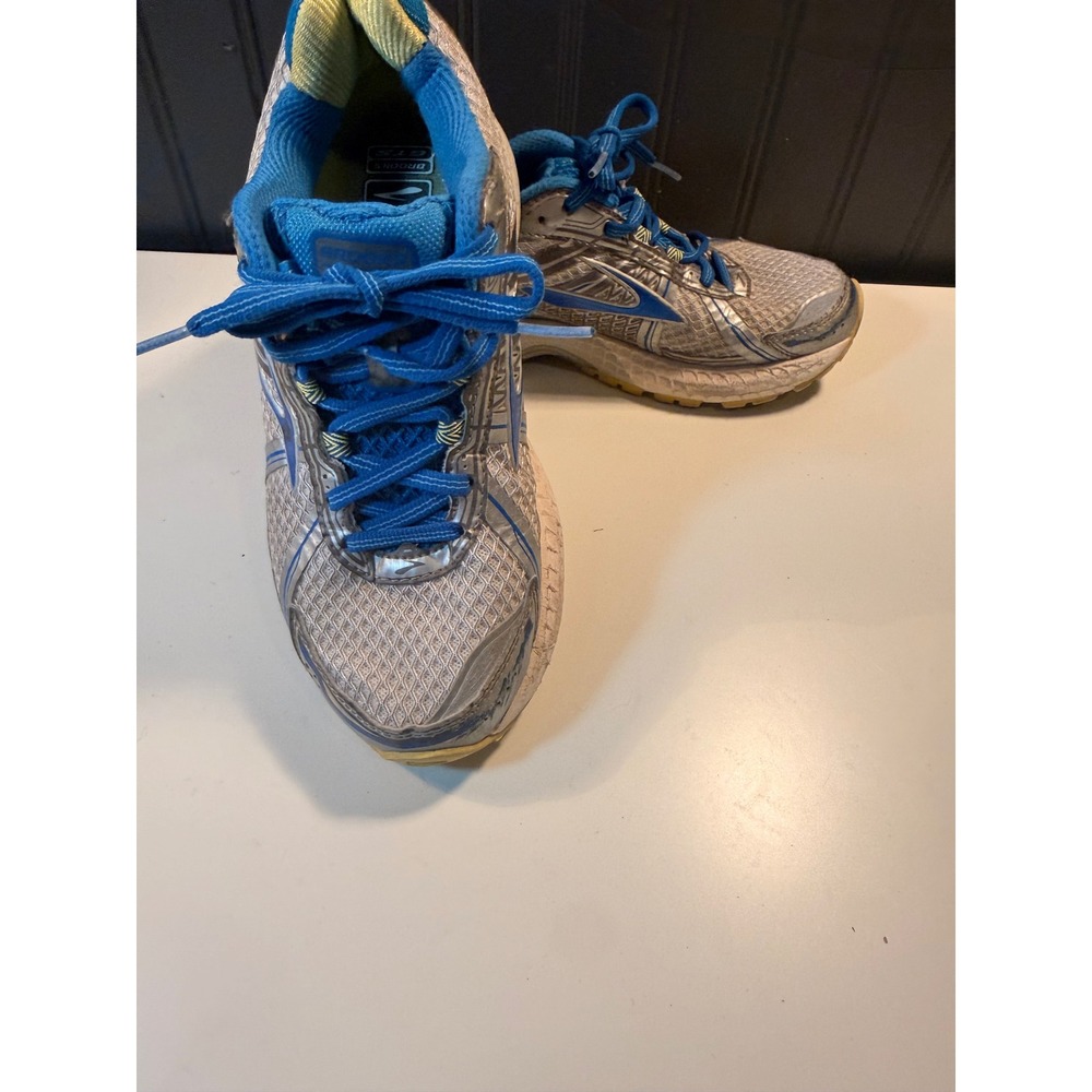Brooks Adrenaline GTS 15 Silver Blue Yellow Running Shoes 1201741B179 Womens 6.5